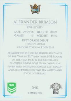 2019 NRL Elite #040 Alexander Brimson Back